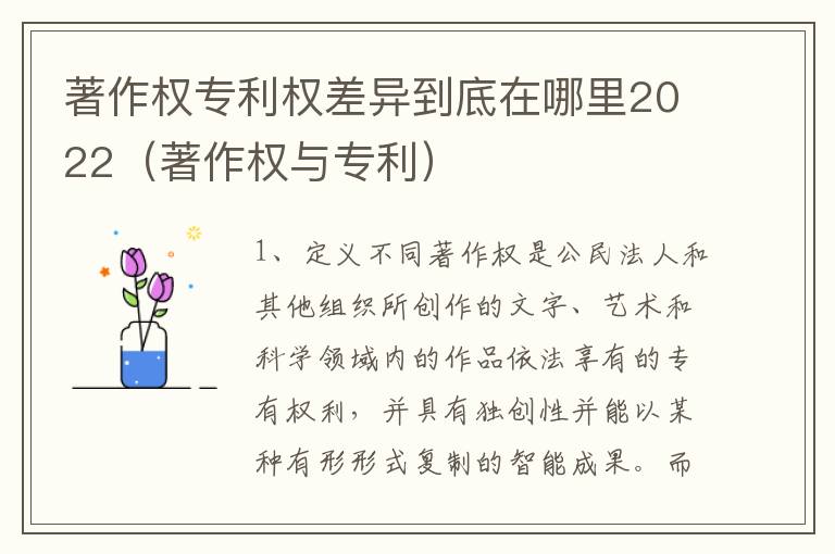 著作权专利权差异到底在哪里2022（著作权与专利）