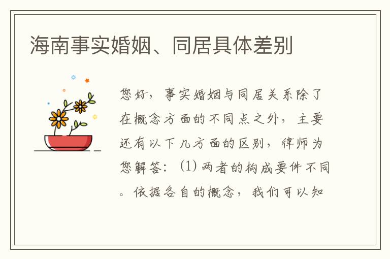 海南事实婚姻、同居具体差别