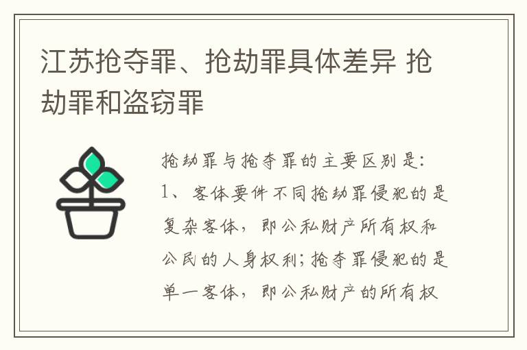 江苏抢夺罪、抢劫罪具体差异 抢劫罪和盗窃罪
