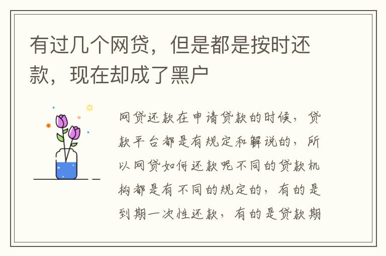 有过几个网贷，但是都是按时还款，现在却成了黑户