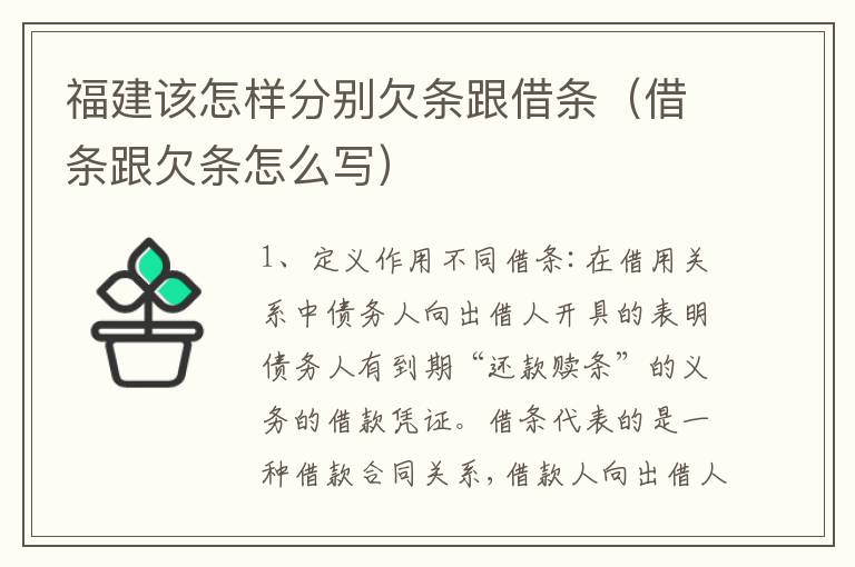 福建该怎样分别欠条跟借条（借条跟欠条怎么写）