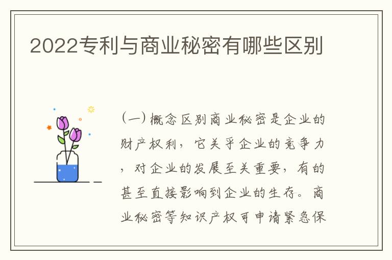 2022专利与商业秘密有哪些区别