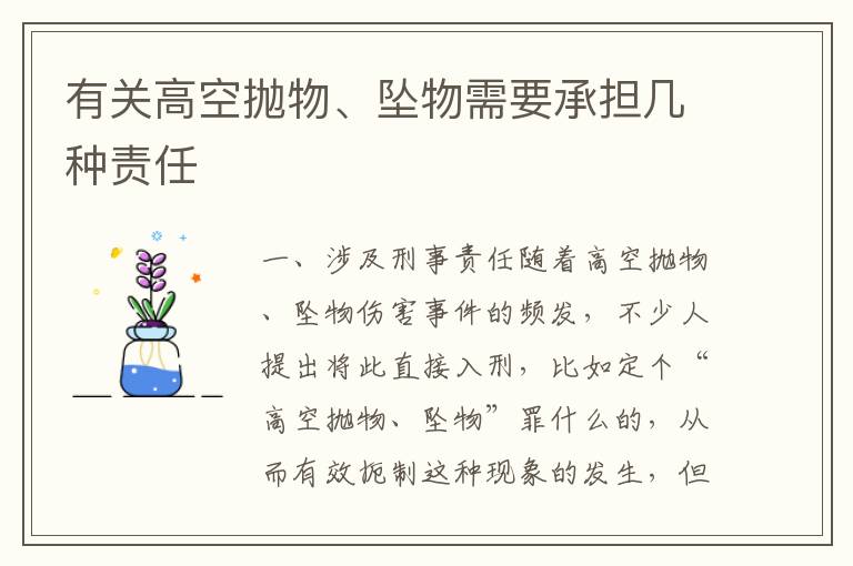 有关高空抛物、坠物需要承担几种责任