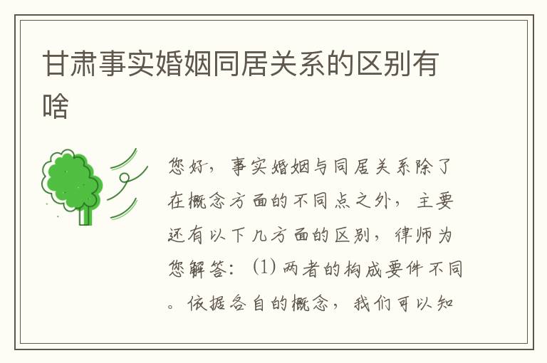 甘肃事实婚姻同居关系的区别有啥