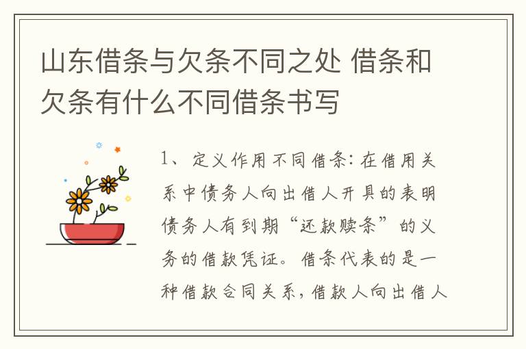 山东借条与欠条不同之处 借条和欠条有什么不同借条书写