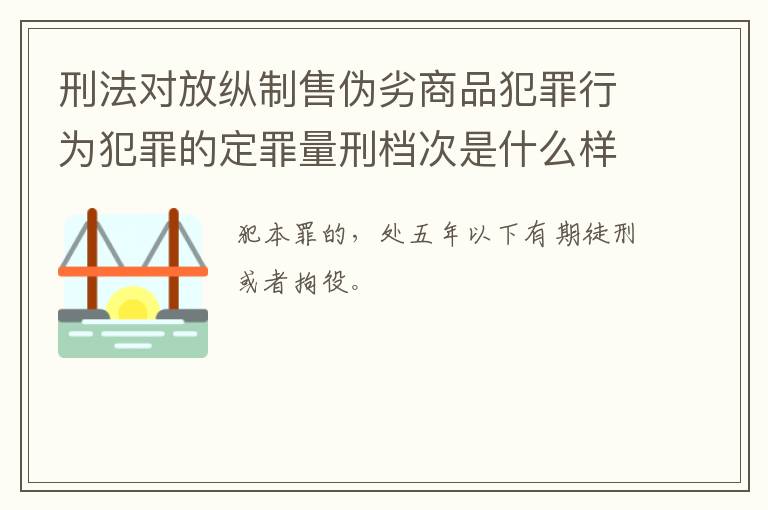 刑法对放纵制售伪劣商品犯罪行为犯罪的定罪量刑档次是什么样的