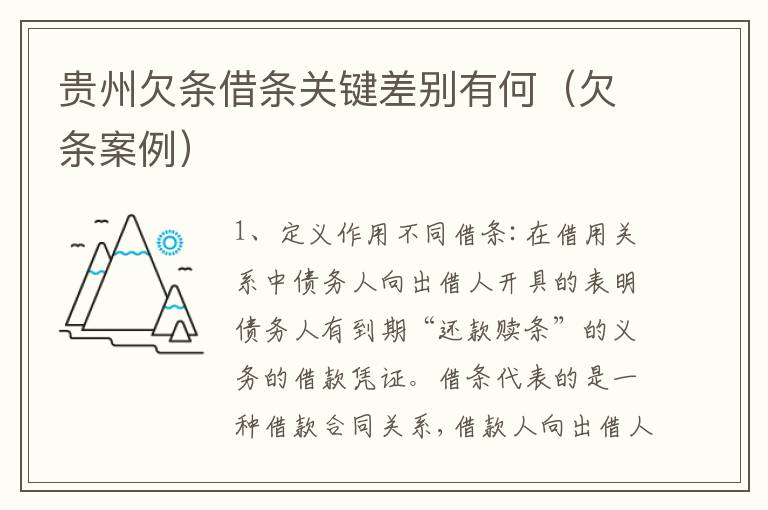 贵州欠条借条关键差别有何（欠条案例）