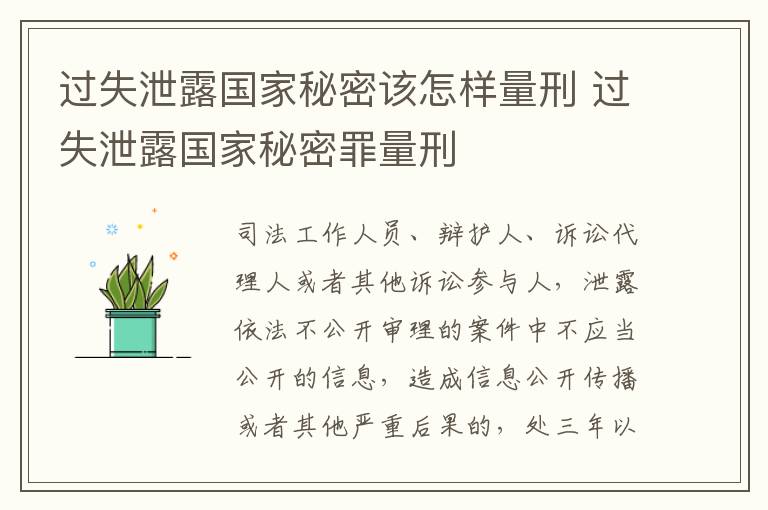 过失泄露国家秘密该怎样量刑 过失泄露国家秘密罪量刑