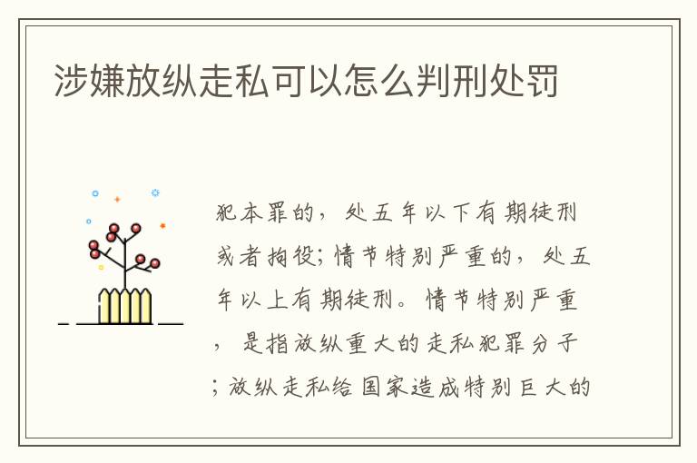 涉嫌放纵走私可以怎么判刑处罚