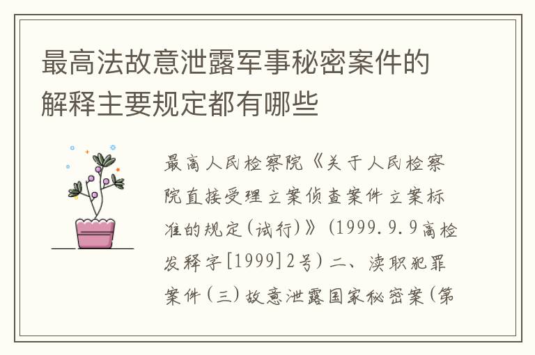 最高法故意泄露军事秘密案件的解释主要规定都有哪些