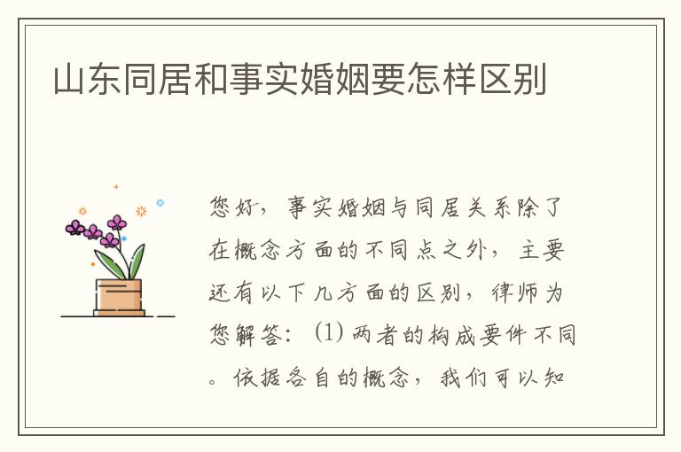 山东同居和事实婚姻要怎样区别