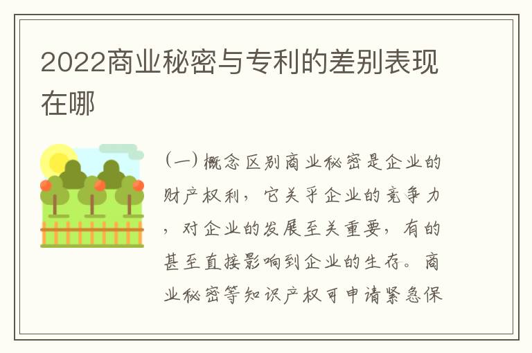 2022商业秘密与专利的差别表现在哪