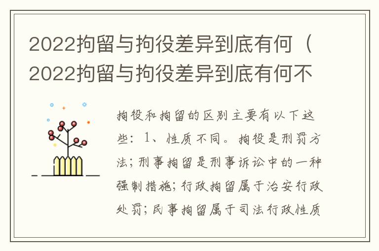 2022拘留与拘役差异到底有何（2022拘留与拘役差异到底有何不同）
