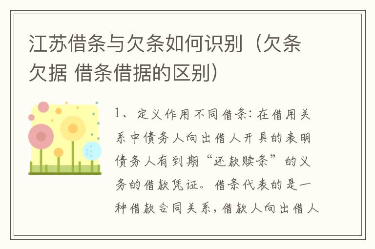 江苏借条与欠条如何识别（欠条欠据 借条借据的区别）