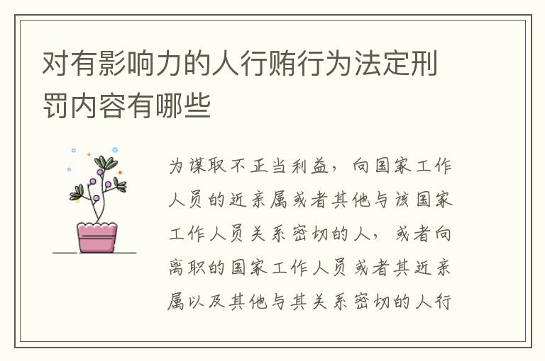 对有影响力的人行贿行为法定刑罚内容有哪些