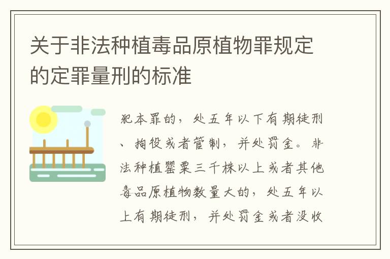 关于非法种植毒品原植物罪规定的定罪量刑的标准