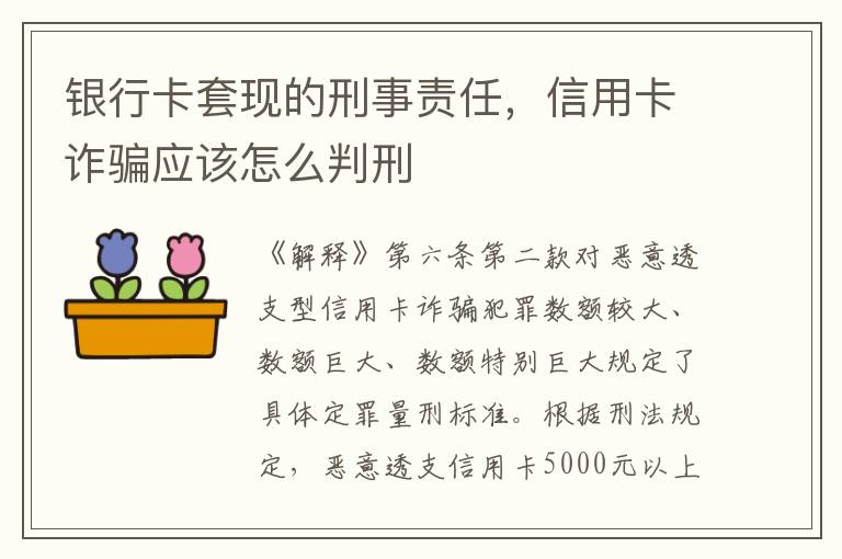 银行卡套现的刑事责任，信用卡诈骗应该怎么判刑