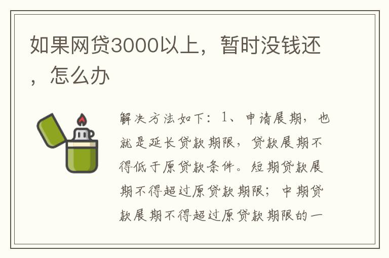 如果网贷3000以上，暂时没钱还，怎么办