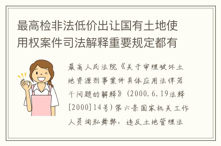 最高检非法低价出让国有土地使用权案件司法解释重要规定都有哪些