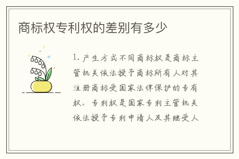 商标权专利权的差别有多少