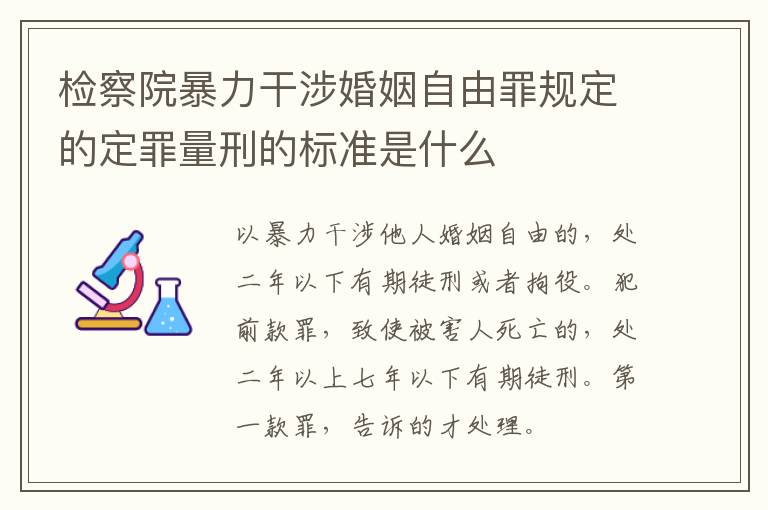 检察院暴力干涉婚姻自由罪规定的定罪量刑的标准是什么