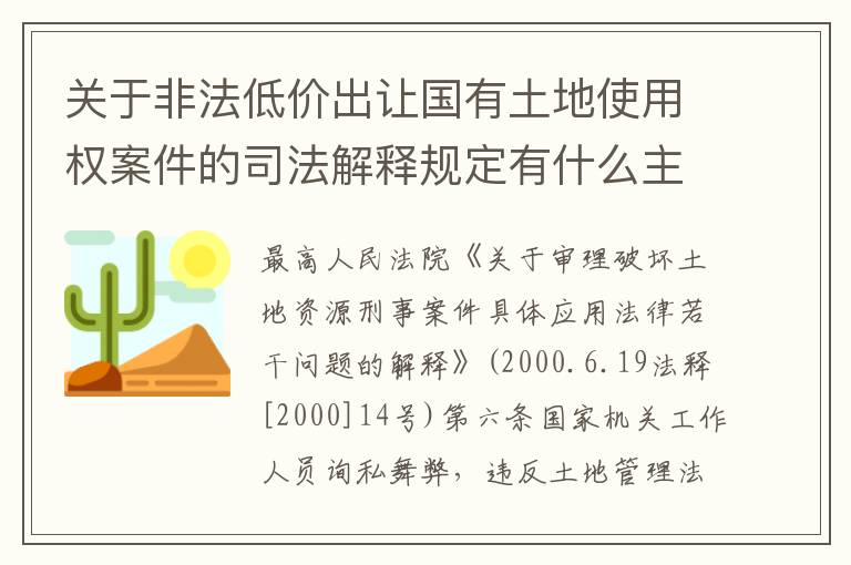 关于非法低价出让国有土地使用权案件的司法解释规定有什么主要内容