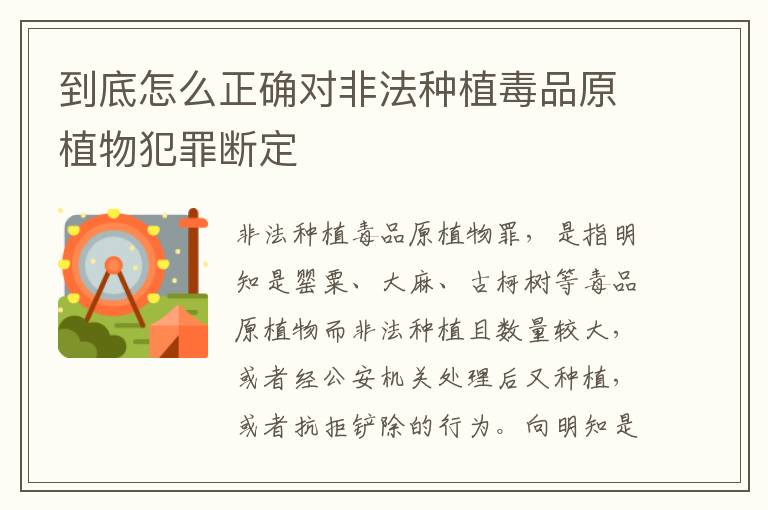 到底怎么正确对非法种植毒品原植物犯罪断定
