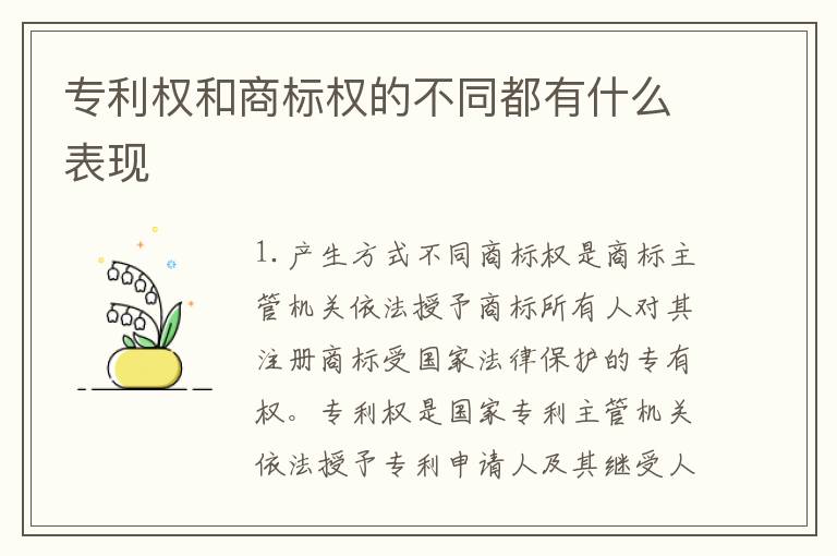 专利权和商标权的不同都有什么表现