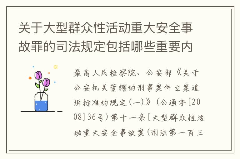 关于大型群众性活动重大安全事故罪的司法规定包括哪些重要内容