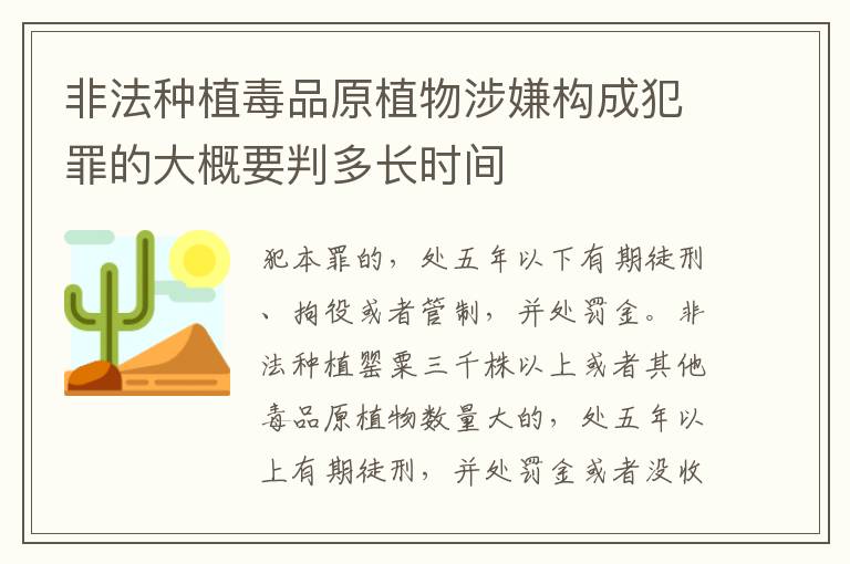 非法种植毒品原植物涉嫌构成犯罪的大概要判多长时间