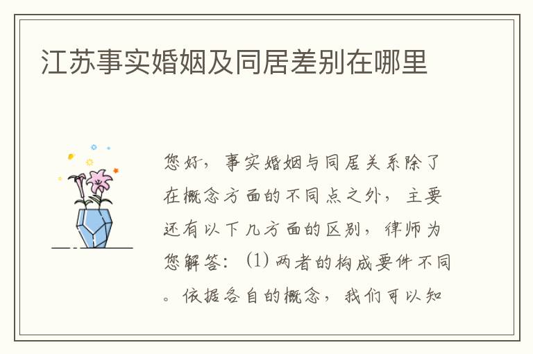 江苏事实婚姻及同居差别在哪里