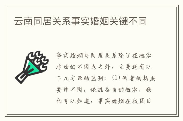 云南同居关系事实婚姻关键不同