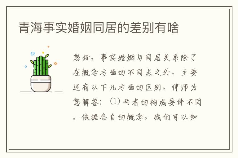 青海事实婚姻同居的差别有啥