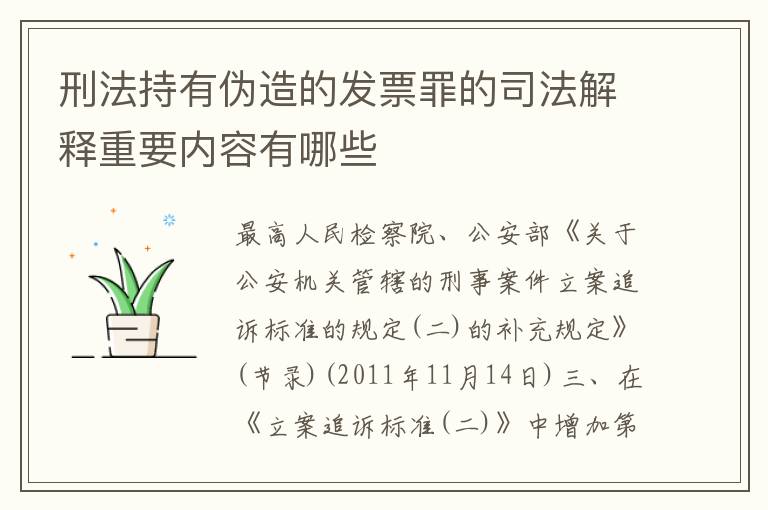 刑法持有伪造的发票罪的司法解释重要内容有哪些