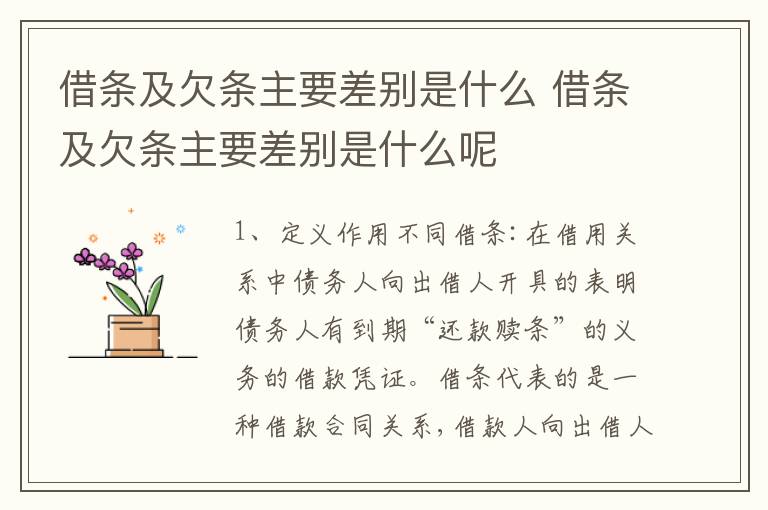 借条及欠条主要差别是什么 借条及欠条主要差别是什么呢
