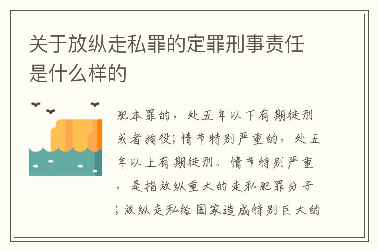 关于放纵走私罪的定罪刑事责任是什么样的