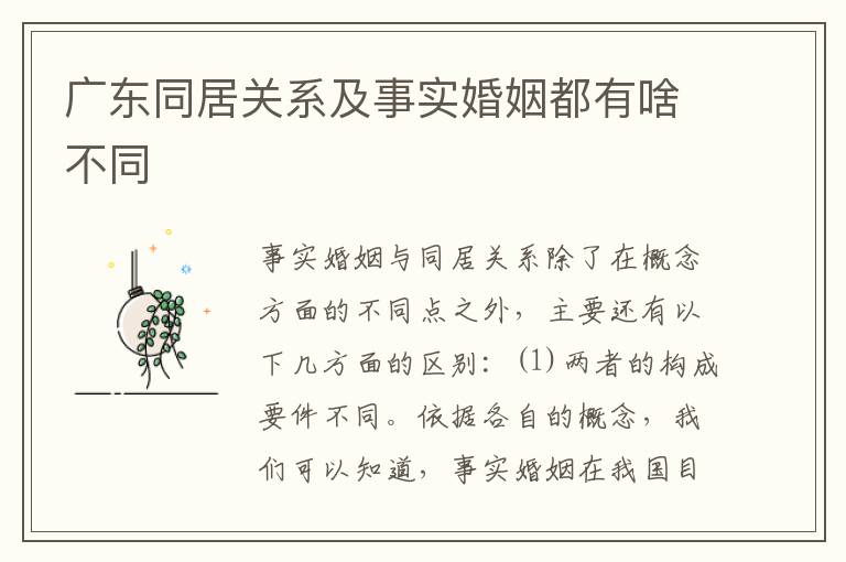 广东同居关系及事实婚姻都有啥不同