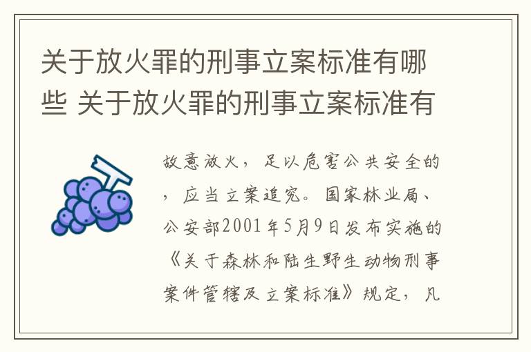 关于放火罪的刑事立案标准有哪些 关于放火罪的刑事立案标准有哪些呢