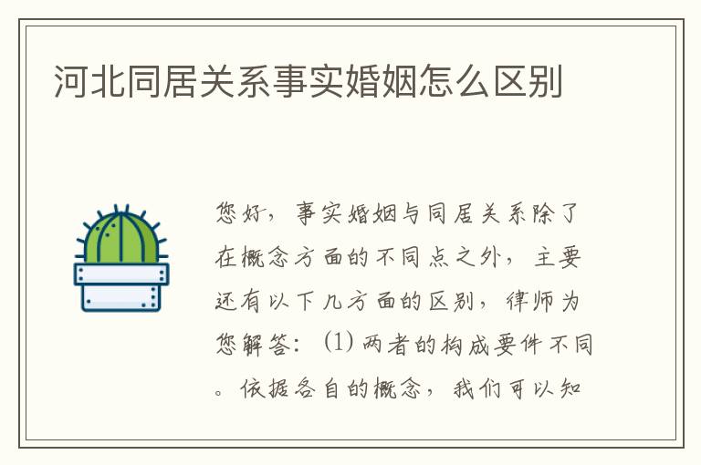 河北同居关系事实婚姻怎么区别