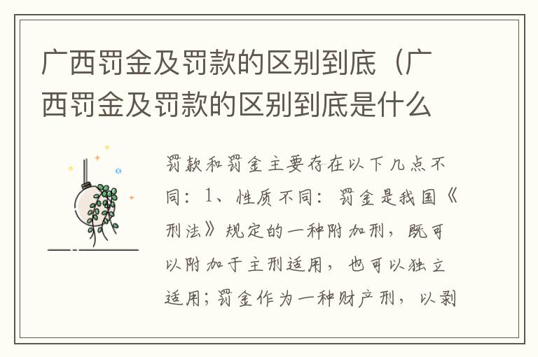 广西罚金及罚款的区别到底（广西罚金及罚款的区别到底是什么?）