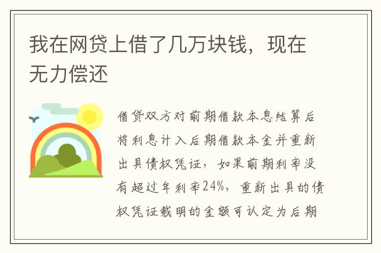 我在网贷上借了几万块钱，现在无力偿还