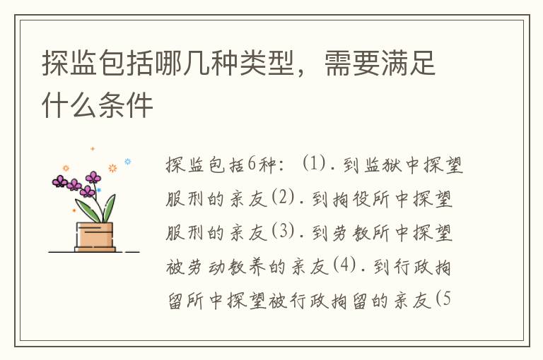 探监包括哪几种类型，需要满足什么条件