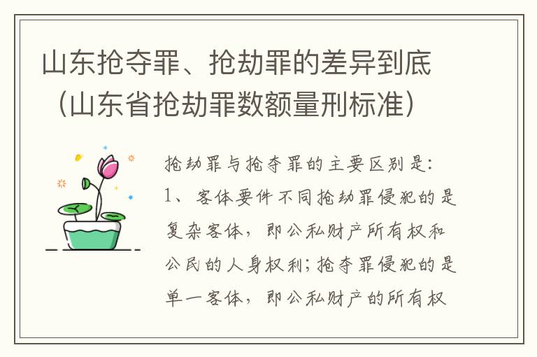 山东抢夺罪、抢劫罪的差异到底（山东省抢劫罪数额量刑标准）
