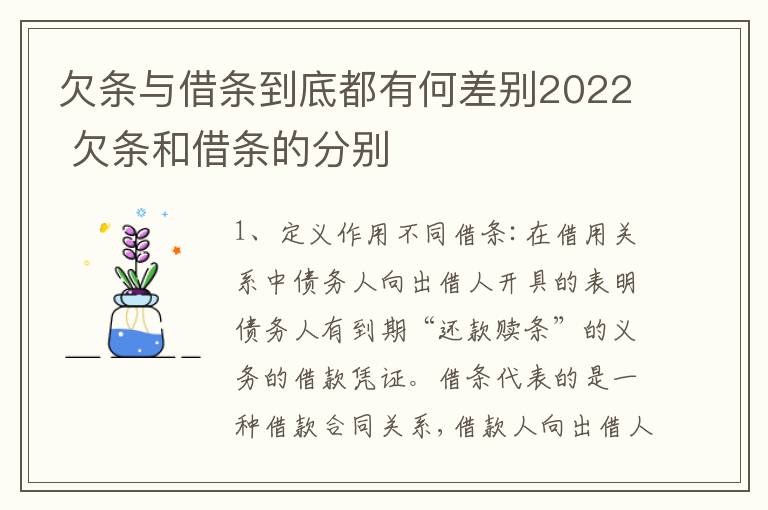 欠条与借条到底都有何差别2022 欠条和借条的分别