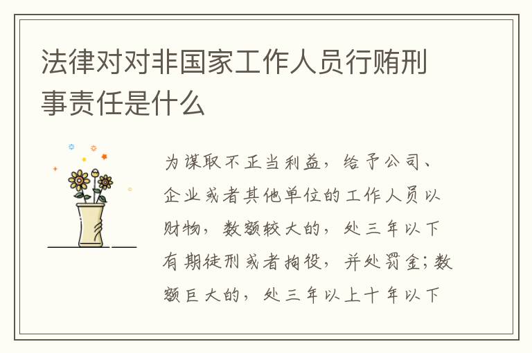 法律对对非国家工作人员行贿刑事责任是什么