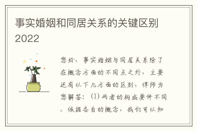 事实婚姻和同居关系的关键区别2022