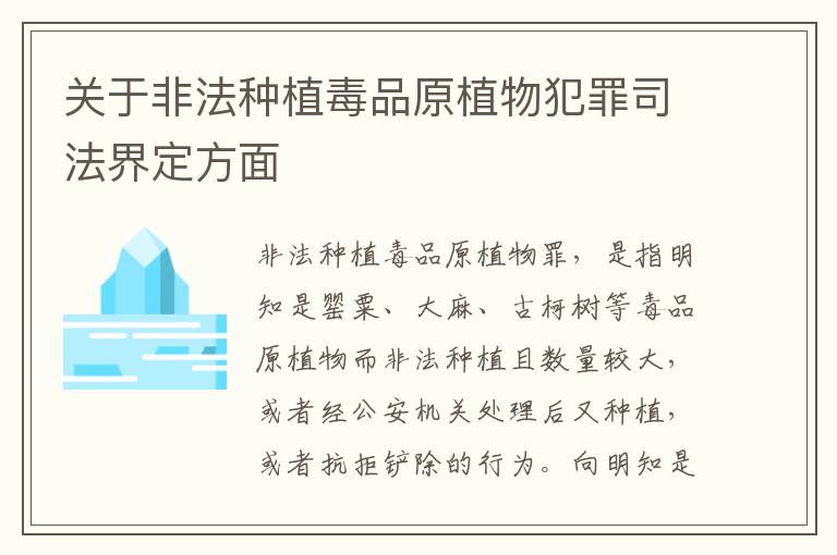 关于非法种植毒品原植物犯罪司法界定方面