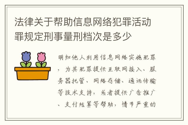 法律关于帮助信息网络犯罪活动罪规定刑事量刑档次是多少