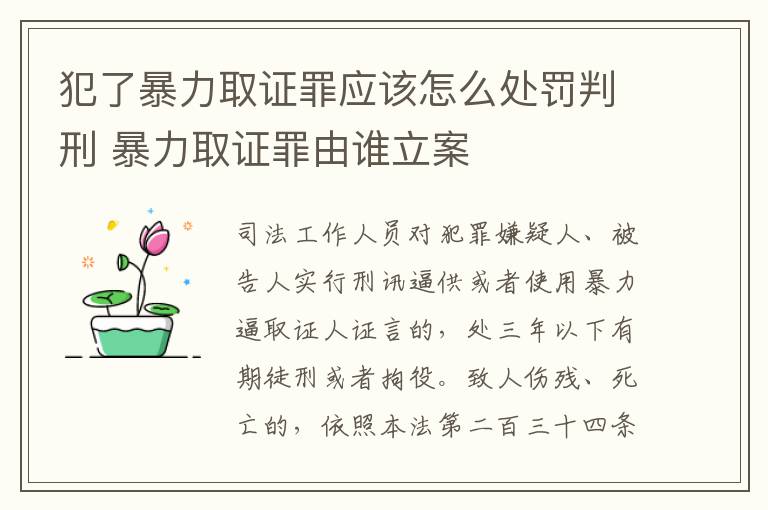 犯了暴力取证罪应该怎么处罚判刑 暴力取证罪由谁立案