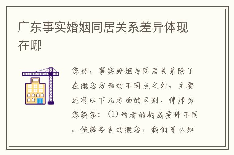 广东事实婚姻同居关系差异体现在哪